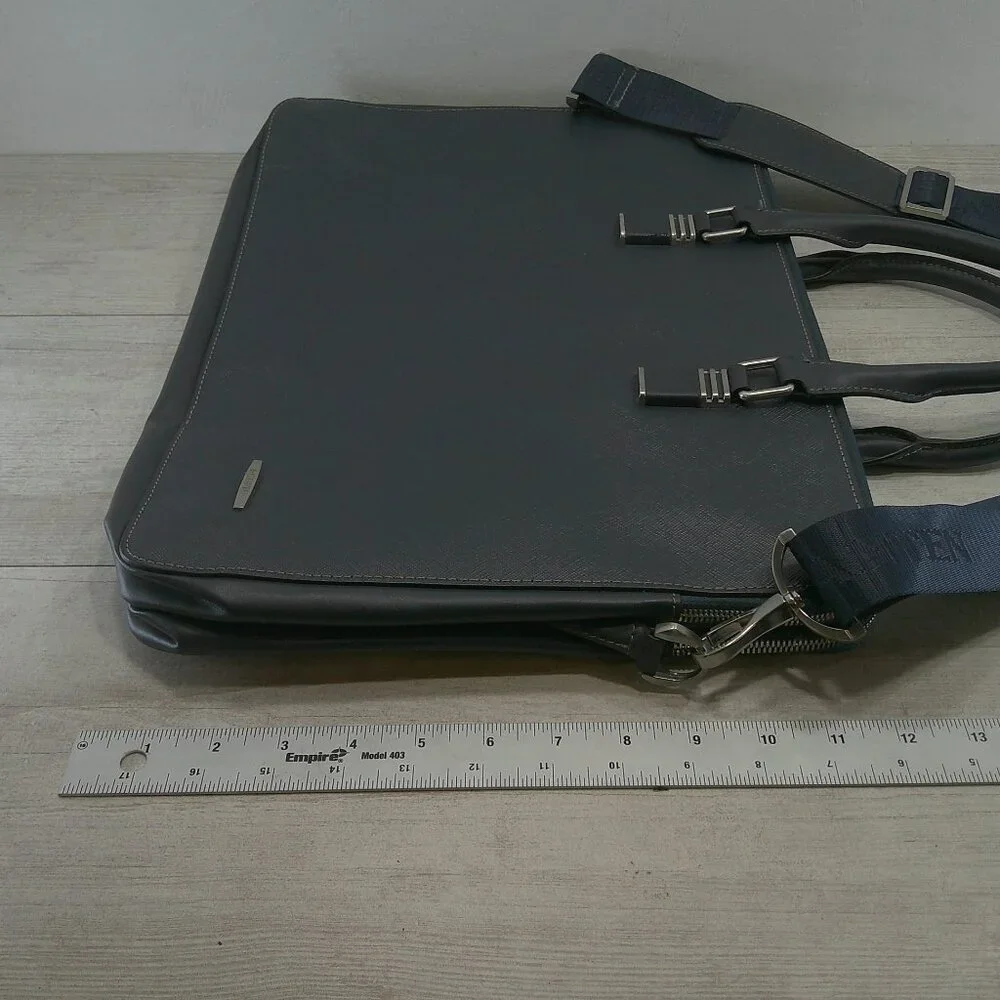 BOSTANTEN Briefcase Leather Laptop Bag Lawyer Business Vintage True Navy Slim